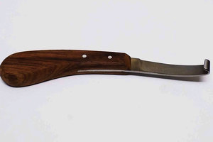 Couteau à sabots vétérinaire à bord étroit, manche en bois, outil de fermeur manuel en acier inoxydable pour l'entretien des chevaux - Product Image 1