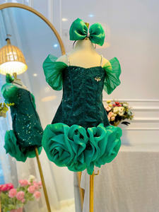 Nouvelle Robe de Soirée Longue Décontractée Superposée à Col Halter pour Filles, en Velours et Tulle, Épaules Dénudées, 1-10 Ans, Modèle 2025, ODM/OEM - Product Image 2