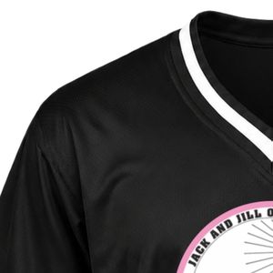 Camiseta Deportiva con Cuello en V y Escudo Bordado de Black Jack & Jill, Manga Corta, Franja Blanca, Uniforme Deportivo para Equipo - Product Image 3