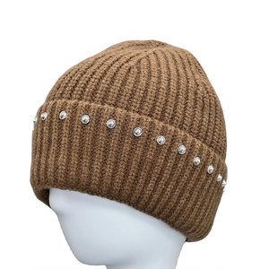High Quality Winter Unisex Solid Color Knitted Beanie <b>Cap</b> Customized Design With Rhinestone Decoration Acrylic Beanie <b>Caps</b> - Product Image 5