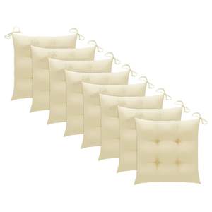 Set di 8 Sedie da Giardino in Teak Naturale Bianco Crema - Product Image 6