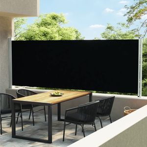 Grande Tenda Laterale Retrattile in Poliestere Nero con Rivestimento in PU - Product Image 1