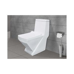 WC d'angle monobloc Quba moderne et exclusif, en porcelaine blanche, 675x365x765mm, en céramique, pour usage commercial et construction de salles de bain. - Product Image 1