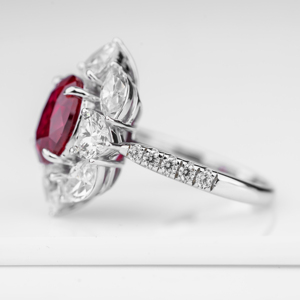 S925 Sterling Silver Lab Grown Ruby <b>Ring</b> Oval Marquise <b>CZ</b> Diamond Cluster Women Luxury Statement <b>Ring</b> US Size 6 JRURR185Y - Product Image 6