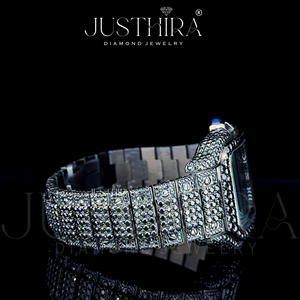 Montre JUSTHIRA pour homme, luxe, sport, affaires, bracelet en acier inoxydable, cadran carré noir avec diamants, calibre 41 mm, meilleur prix - Product Image 3