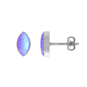 Premium 925 Silver Purple Moonstone Pear Marquise Oval Cab Butterfly Lock <b>Stud</b> <b>Earrings</b> Bezel Setting Gift 3 Pairs - Product Image 1