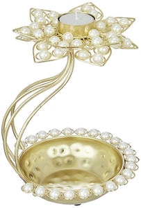 Cuenco Urli Metálico Dorado Pulido con Perlas de Loto, Portavelas Decorativo para Velas de Té, Cuenco Flotante para Flores para Diwali y Bodas - Product Image 3
