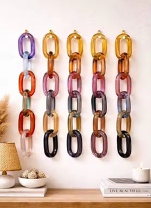 Decoración de Pared con Eslabones de Cadena de Resina Hechos a Mano, Diseño Geométrico Abstracto Irregular Contemporáneo, Arte Artesanal de Varias Piezas - Product Image 4