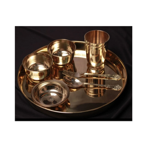 Service de table chinois traditionnel de luxe Bold Blossom en laiton, fait main, poli brillant, 3 mini-bols, assiette en verre, pour mariage, compatible lave-vaisselle - Product Image 5