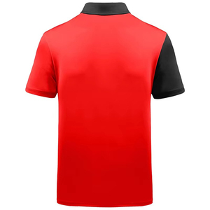 Polo Deportivo para Hombre, Manga Corta, Estampado Geométrico, Secado Rápido, 100% Poliéster Tejido, Diseño Rojo y Negro - Product Image 2
