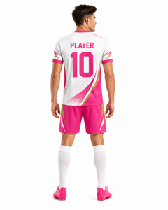Conjunto de Uniforme de Fútbol Elegante, Diseño Blanco, Rosa y Dorado, Jersey y Pantalones Cortos de Alto Rendimiento para Entrenamiento de Club y Partidos Deportivos - Product Image 4