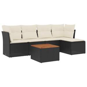 Ensemble de canapés de jardin noir et marron avec coussins blanc crème, mobilier d'extérieur élégant - Product Image 2