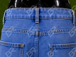 Pantalones Cortos de Mezclilla para Hombre, Tejido de Lona Sólida, Lavado Medio, Transpirables, de Algodón, Estilo Casual Urbano, Cintura Alta, Botones, Dobladillo Deshilachado, Logotipo Personalizado - Product Image 6