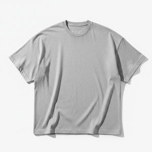 Custom Heavyweight Men's Oversized Knitted Cotton Anti-Pilling Acid Wash Vintage Drop Shoulder Blank Streetwear T-<b>Shirt</b> OEM - Product Image 2
