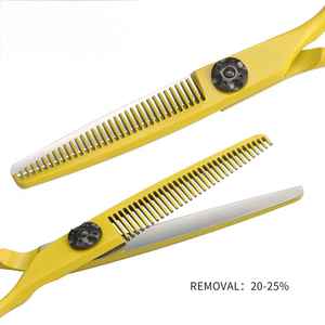 Professional Stainless Steel Sharp Right-Handed Medium Handle 28 Teeth Hair Cutting Scissors Yellow Coated Barber Shears - Product Image 5