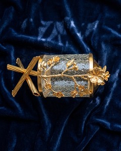 Gold Floral Design Glass Jar with Metal Stand for Snacks <b>Chocolate</b> Serving During Festive Occasions Like Diwali Eid And Parties - Product Image 6