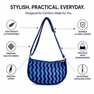 Sac à bandoulière matelassé en coton imprimé à la main pour femme, avec chaînes, sangle réglable, fermeture éclair, fait main, pour voyage et shopping - Product Image 5