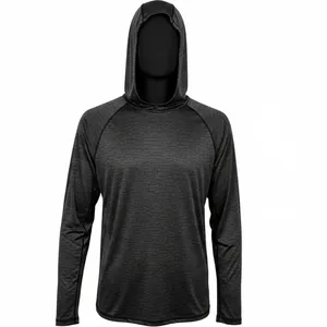 Men's <b>Red</b> <b>Long</b> <b>Sleeve</b> Hoodie UPF 50 Quick Dry Polyester Pullover Shirt Solid Color Fishing Wear - Product Image 4