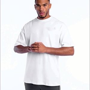 Men's White Oversized O-Neck Short Sleeve T-Shirt 100% Cotton Jersey Casual Fit Solid Color Plain Dyed Knitted Fabric - Product Image 2