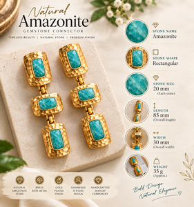 Boucles d'oreilles pendantes élégantes en laiton massif plaqué or 18 carats avec pierre d'amazonite pour femme, vente en gros, cadeau de mariage ou d'anniversaire, bijoux - Product Image 2
