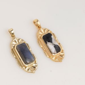 Colgante Rectangular de Labradorita Natural, Collar con Piedra Preciosa en Tono Dorado, Cristal con Destello Azul, Regalo de Joyería para Mujeres y Hombres - Product Image 6