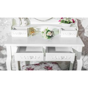 Modern Concise White Dresser with 4 Drawers and 360 Degree Rotation Removable <b>Mirror</b> <b>Makeup</b> Vanity-32759839 - Product Image 5