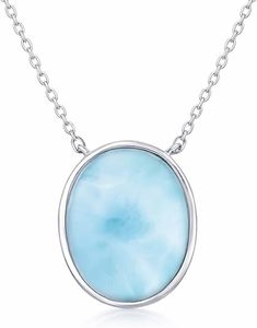 Collar de Larimar, Colgante Ovalado Natural, Plata de Ley 925, Joyería con Piedras Preciosas, Regalo para Mujer, Proveedor Mayorista - Product Image 5