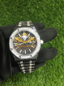 Montre de luxe pour homme en acier inoxydable avec verre moissanite, bracelet de 20 mm, boîtier automatique analogique - Product Image 1