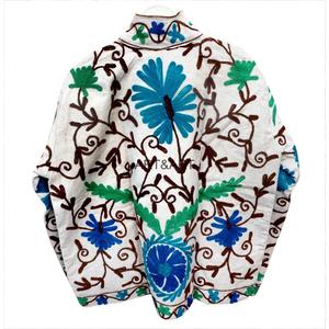 Embossed Corduroy Floral Stripe Embroidery <b>Jacket</b> with Cotton Lining Breathable & Eco-Friendly Quick Dry for Winter/Autumn Front - Product Image 5