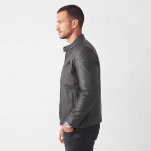 <b>Motorcycle</b> Biker Leather <b>Jackets</b> <b>Men</b> Premium Fashion Casual Outerwear Leather <b>Jacket</b> <b>Men's</b> Stand Collar Zipper Leather <b>Jackets</b> - Product Image 2