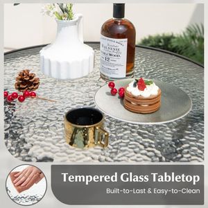 38-Inch Patio Bar <b>Table</b> with Durable Tempered Glass Top Elegant <b>Outdoor</b> Bar <b>Tables</b> - Product Image 4