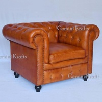 Beliebteste Echt leder Chesterfield Sofas tuhl Einsitzer Tan Finish Regular Design Wohnzimmer Home Sofa Möbel