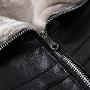 <b>Leather</b> <b>Jacket</b> Bomber with Removable Real Fur Collar Front Zip Closure Multiple Pockets <b>jacket</b> for men - Product Image 6