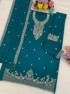 ชุดสัลวาร์ คามีซ ผ้าจอร์เจตต์เทียม แบบเย็บกึ่งสำเร็จ พร้อมงานปักและประดับเลื่อม ดีไซน์ทันสมัย สำหรับงานแต่งงานและงานดิวาลี - Product Image 5