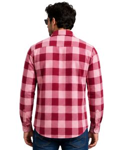 Chemise en flanelle à carreaux rose pour homme, manches longues, boutonnée, en coton, décontractée, avec poches poitrine, style streetwear, surchemise - Product Image 2