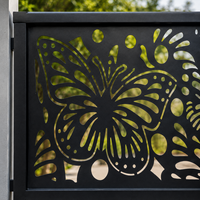 Portail coulissant moderne en métal découpé au laser, motif papillon noir, 6 pieds, décoratif floral, pour jardin, allée, balcons, sécurité, usage extérieur