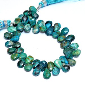 Cuentas facetadas de crisocola AAA+ de 7x10 mm, forma de pera, crisocola natural de África, cuentas de piedras semipreciosas para la fabricación de joyería. - Product Image 2