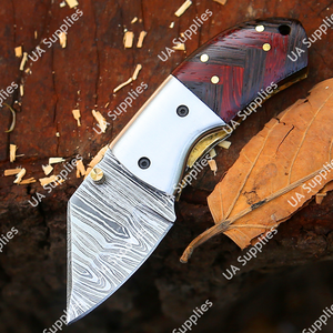 Couteau de poche miniature en acier Damas forgé à la main, manche ergonomique en bois de Wenge, couteau de camping, OEM/ODM, vente en gros, faibles MOQ - Product Image 5