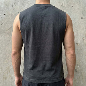 เสื้อกล้ามผู้ชายสีดำ คอกลม ผ้าถัก สีพื้น ผ้ายืด/โพลีเอสเตอร์ สไตล์วินเทจ แห้งเร็ว ระบายอากาศดี เป็นมิตรกับสิ่งแวดล้อม - Product Image 3