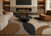 Tapis en laine tufté à la main abstrait moderne, tapis géométrique de luxe contemporain pour salon et chambre, taille personnalisée