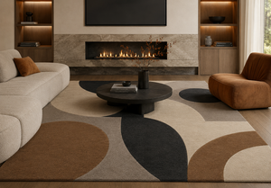 Tapis en laine tufté à la main abstrait moderne, tapis géométrique de luxe contemporain pour salon et chambre, taille personnalisée - Product Image 4