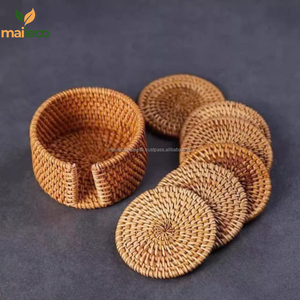 Nuevo diseño ecológico conjunto rústico de posavasos de ratán y manteles individuales bandejas de almacenamiento de vidrio de Vietnam al por mayor a precio barato - Product Image 1