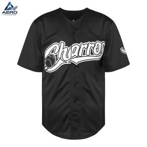 Jersey Deportivo de Béisbol con Bordado de Letras y Estampado por Sublimación en Color Negro, Diseño Clásico, Transpirable, de Manga Corta - Product Image 2