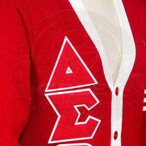 Custom |Delta||Sigma||Theta| DST Women's <b>Cardigans</b> knitted red&white stripes women's sweaters Button up Greek Letter embroidery - Product Image 3