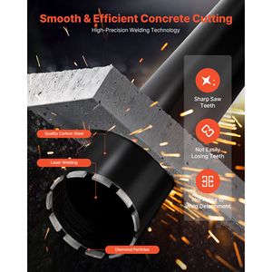 Punta da trapano a corona ad alta precisione da 5 pollici di diametro e 14 pollici di profondità di foratura per muratura e cemento, con filettatura interna da 1 1/4 7, diametro a umido - Product Image 5
