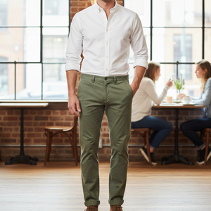 กางเกงชิโน่ทรงสลิมฟิตผู้ชาย 4 กระเป๋า สไตล์วินเทจคลาสสิก รับผลิตแบบ OEM คุณภาพดี ราคาถูก - Product Image 1