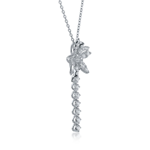 Collier pendentif fleur de luxe en diamant, argent 925 plaqué rhodium, taille brillant rond, bijoux de mariage pour femme - Product Image 2