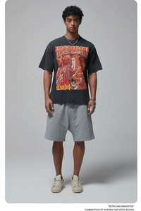 เสื้อยืดลายกราฟิกตัวอักษร คอกลม พิมพ์ลาย DTG สไตล์สตรีทลำลอง แขนสั้น แฟชั่นสไตล์เบสิค วินเทจ ลุคซักยืด - Product Image 3