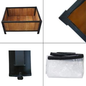 Jardinera Rectangular Moderna de Madera de Pino con Orificio de Drenaje, Acabado con Recubrimiento en Polvo, Maceta para Plantas Suculentas de Patio - Product Image 3