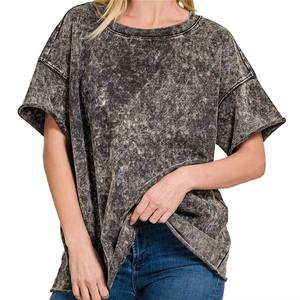 T-shirt unisexe personnalisé avec logo, effet délavé, haute qualité, 100% coton, style streetwear, respirant, coupe classique, 220g, col rond, manches courtes - Product Image 1